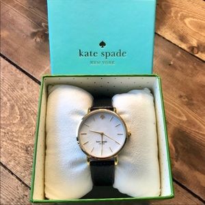 Kate Spade Black Leather, Pearl Face Watch